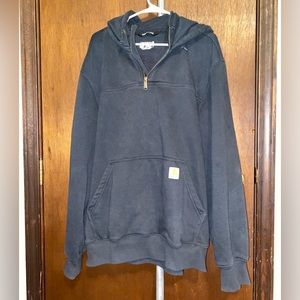 Mens XXL Black Carhartt Rain Defender Quarter-Zip Hoodie Excellent Condition